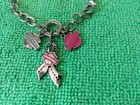Harley Davidson Breast Cancer Awareness Silver Tone Charm Bracelet