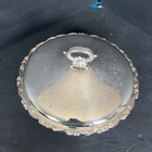 Vintage Oneida Silver Plated Footed Round Casserole Serving Dish W  Embossed Lid