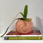 Vintage Ceramic Conch Shell Planter Pink 80   s Flower Pot Cache Pot Coastal Decor