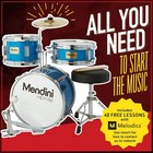 Mendini By Cecilio Kids Drum Set  Junior Kit With 4 Drums - Black Metallic
