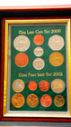 Eire Last Coin Set 2000   Euro First Irish Set 2002   Framed Coins  