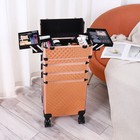 4-in-1 Aluminum Rolling Makeup Box Lockable Artist Cosmetic Train Case Rose Gold