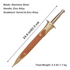 24 6 Inch Stainless Steel Yellow Sting Elven Short Sword Of Bilbo For Cosplay
