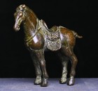 Old Chinese Dynasty Bronze Fengshui 12 Zodiac Year Horse Horses Animal Statue