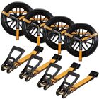 4pc 2 x 12  Car Tie Down Straps With Flat Hook Car Trailer Hauler Ratchet Straps