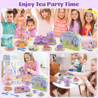 41 Pcs Dinosaur Kids Tea Party Set With Case Pretend Play Tin Tea Set For Girls