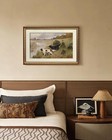 Arpeotcy Vintage Gold Framed Large Wall Art  Retro River Dog Landscape Painti   