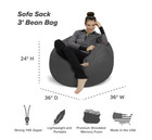 Sofa Sack Bean Bag Chair  Memory Foam Lounger With Microsuede Cover  Kids  3 Ft 