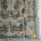 Vintage Brocaded Flowers Chinese Silk Cloth Tapestry 38 x56  Large W blue Fringe