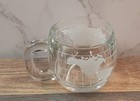 Nestle Nescafe Clear Etched Glass World Globe Map Coffee Tea Mug With Handle