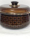 Vtg 1970s Mid Century Modern Enamel Ware Black brown Spade Pot West Bend 4qt