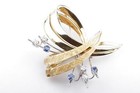 Diamond Sapphire Brooch 750 Er 18k Bicolour Gold