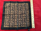 Black Ground W  Printed Paisley 12  Pure Silk Pocket Square Made In Italy Euc