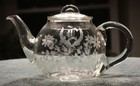 Vintage Original Frederick Carder Pyrex Teapot With An Eyched Floral Design