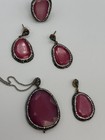Turkish Fashion Jewelry Bundle 2 Sets Pink Green Black Stones