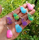 Multi Turquoise Gemstone 925 Sterling Silver Plated Handmade Coffin Pendants Lot