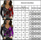 Womens Floral Sexy Shirts Cold Shoulder Long Sleeve T-shirt V-neck Casual Blouse