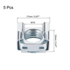 Uxcell M10 X 1 5mm Cage Nut  5pcs Snap-in Nuts  X 1 5mm  Silver