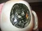 Scarce Frankoma Desert Gold Large Mugs With Popowitz Decorated Dog Chow Chow