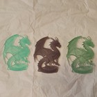 Set Of 3 Green And Brown Resin Dragon Figurines Fantasy Collectible Statues