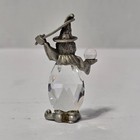 Vintage Pewter Wizard Figurine With Faceted Crystal Body And Orb Fantasy Decor