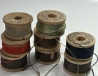 8 Wooden Spools Belding Talon 1  X 1 2  Various Partial Thread Silk  Vtg