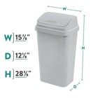 Kitchen Trash Can 13 Gallon Plastic Garbage Bin With Swing Top Lid Light Gray
