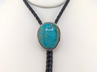 Navajo Bolo Tie Turquoise Sterling Silver Native American Handmade Jewelry