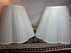 Pair Ivory Pleated Bell Lamp Shades Scalloped Edge Traditional Vintage Style