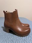 Dansko Women   s 6 5 Brown Leather Ankle Bootie Round Toe Block Heel Zipper