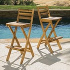  Tundra Outdoor Foldable Wood Barstool Set  2-pcs Set  Natural 