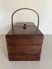 Vintage Wooden Accordion Fold Out Sewing Box Made In Romania Nice Condition