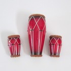 Miniature Kendang Drum Set 3 Indonesian Java Drums 2-4  Tall Dollhouse Playscale