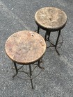 Pair Vintage Toledo Uhl Steel Drafting Stool Chair Wood  Industrial Bar Stool