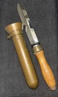 Morse Deep Sea Dive Knife With Brass Sheath Wood Handle Vintage Original Usa