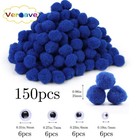 150 Pcs 1-inch Dark Blue Small Pom Poms For Crafts Puff Balls Art Projects