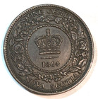 1864 Nova Scotia Penny Super Original Au unc  Km-8 2 Chrc