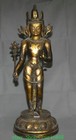 Da Old Tibet Bronze Gold Gilt Padmapani Lokeshvara Tara Enlightenment Statue
