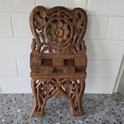 Vintage Hand Carved Wooden Book Stand Ornate Folding Bible Recipe Prayer 