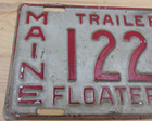 Vtg 1959 Maine License Plate Public Utilities Commission Floater Trailer   1221