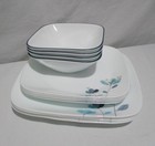 Corelle Dalena Blue Floral Square Dinnerware Dishes Plates Bowls 12 Piece Set