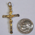 Vintage New Nos Religious 19x32 5mm Gold Tone Rosary Pendant Crucifix Cross