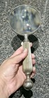 Large 10  Vintage Silver Plated Magnifying Glass Ornate Ribbed Fluted Handle