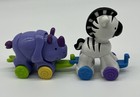 Fisher-price Amazing Animals Zebra And Rhinoceros Train Cars Lot Of 2