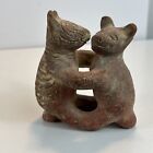 Vtg Colima Dancing Dogs Mexican Columbian Pottery Statue Terracotta Figurine Art