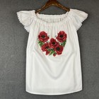 Hand Beaded Embroidered Blouse Ukrainian Vyshyvanka Floral Women Clothes Size M