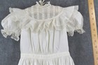 Antique Girl Child Dress Cotton White Lace Button Back Chest 22 Original 1890