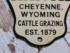 Vintage Crow Creek Ranch Porcelain Sign Old Cattle Grazing Cow Steer Wyoming 