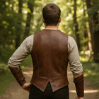Handmade Men s Medieval Leather Vest - Vintage Brown Renaissance Jerkin
