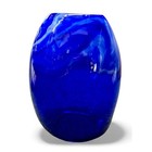 Hand Blown Cobalt Blue Swirl Glass Vase Decorative Accent Piece